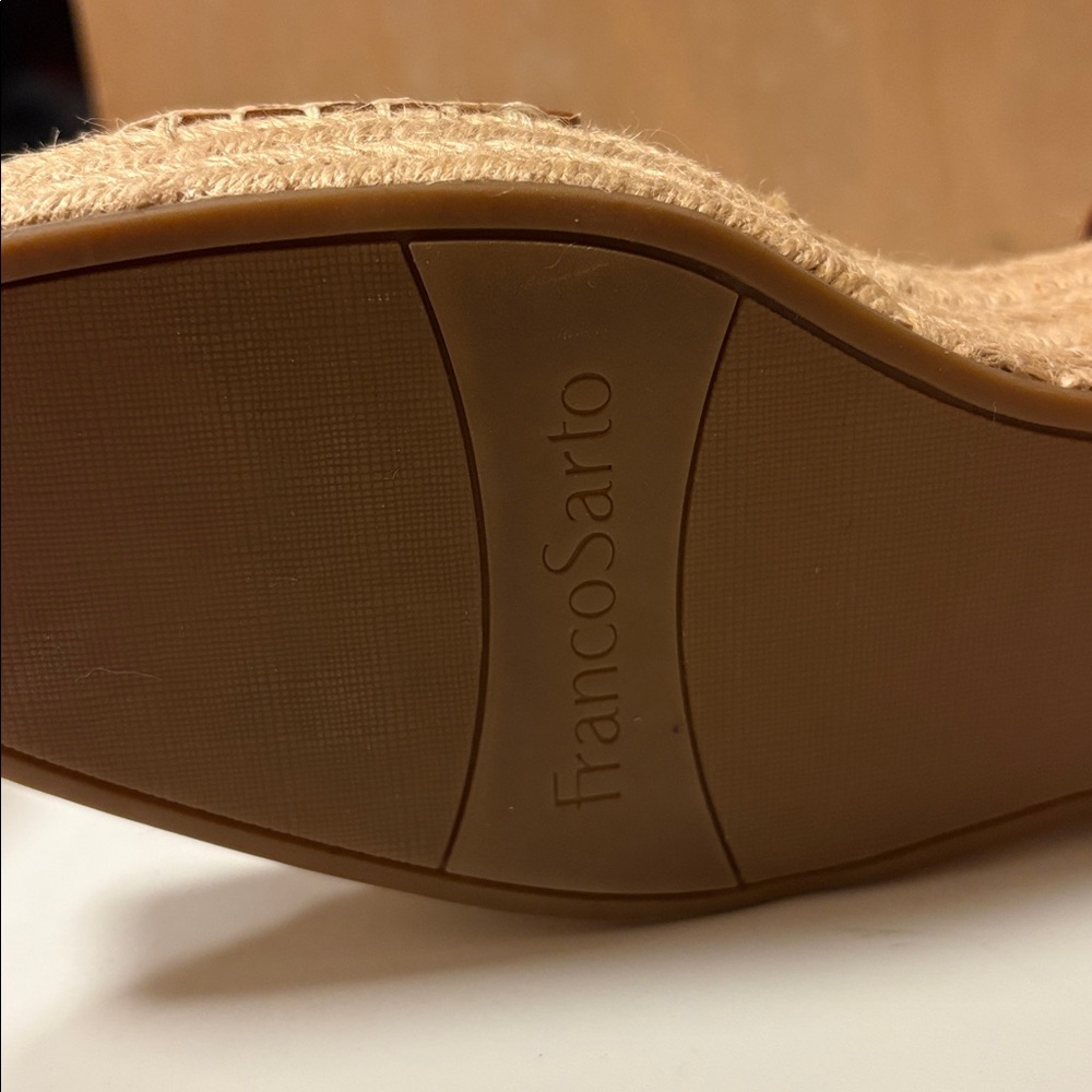 Franco Sarto Camera Tan Leather Espadrille Wedges - Picture 2 of 8